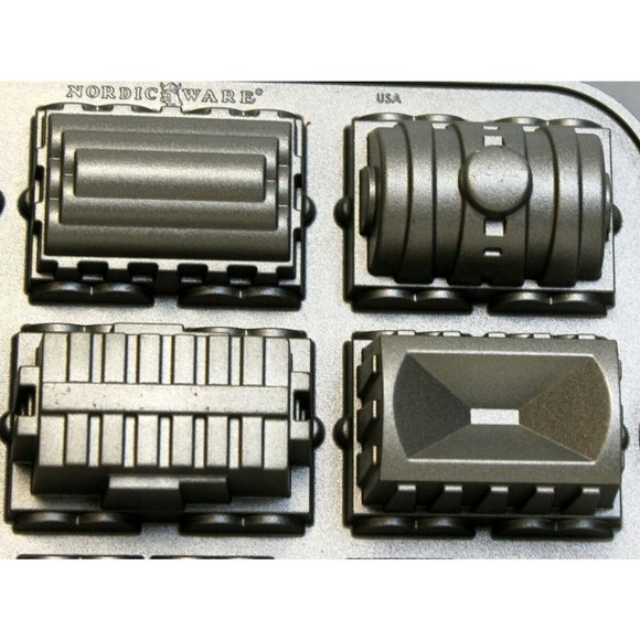 NordicWare Pan Train Cars Mini Bundt Cake Muffin Cupcake Truck 5 cups Classic - Picture 6 of 12